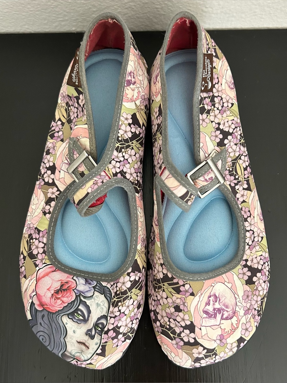 Hot Chocolate Design Womens 6 Chocolaticas Flora La Muerte Goth Skull Mary Janes